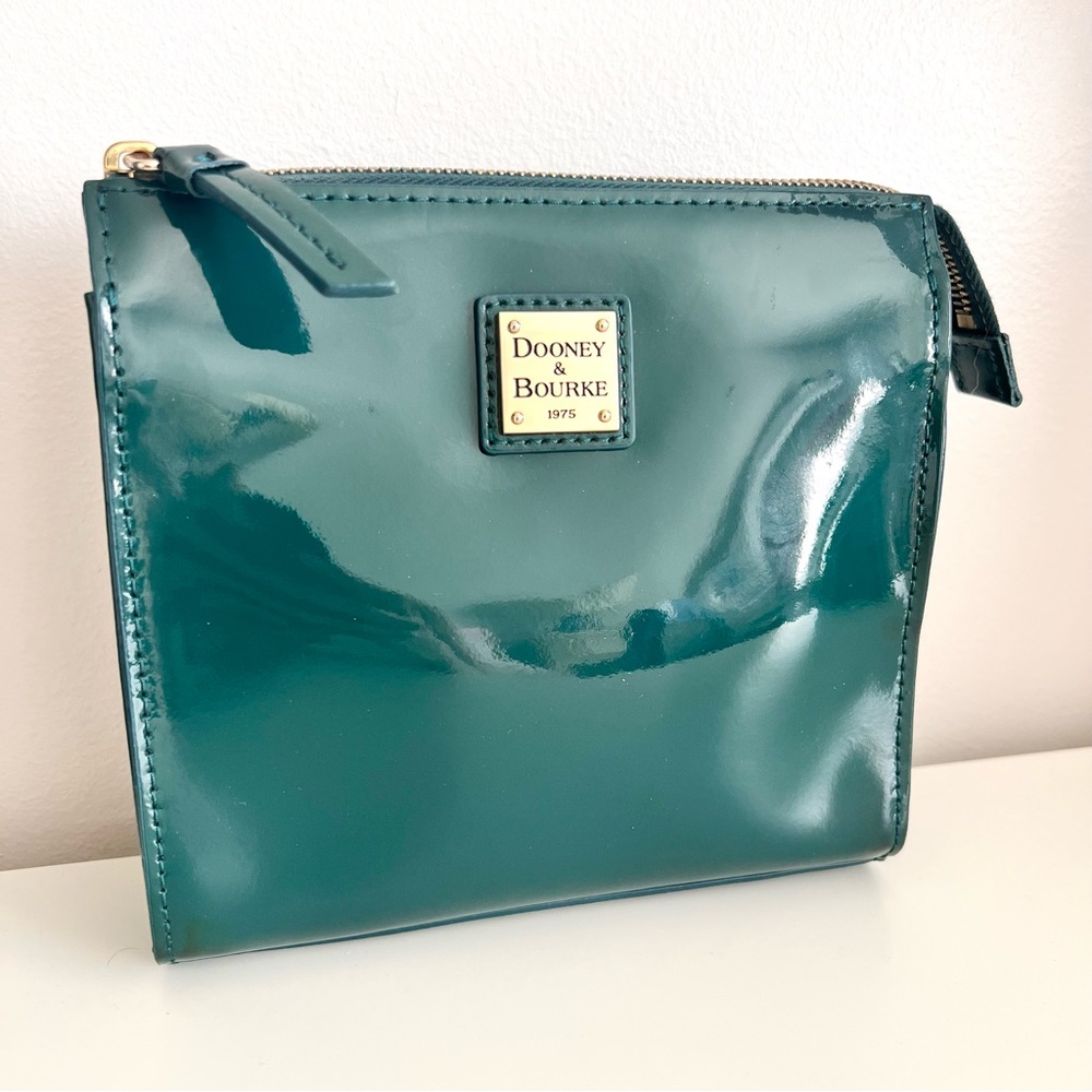 Dooney & Bourke Teal Patent Leather Zip Pouch